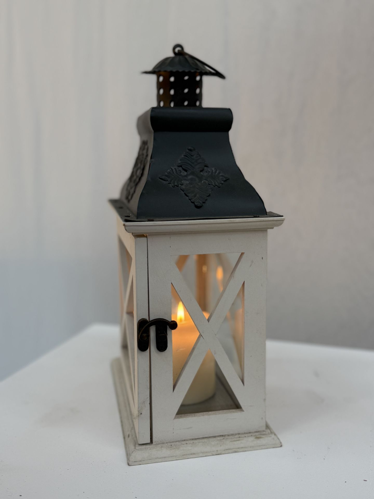 Lanterne en bois blanche PM