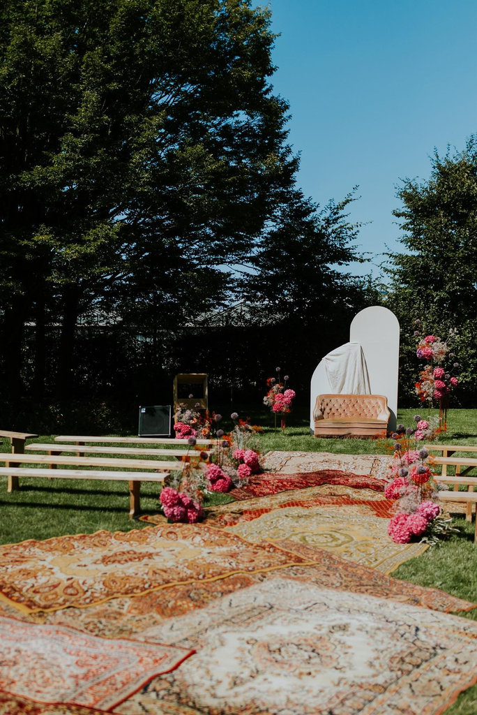 Banquette rose 2 places