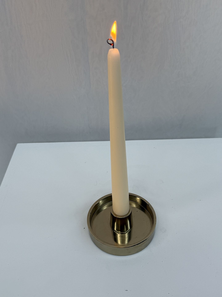 Bougeoir chandelle plat doré