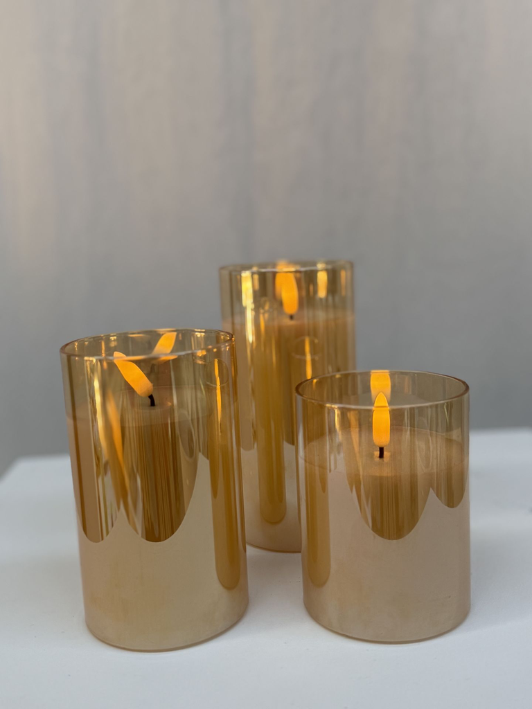 Lot de 3 bougies LED ambrées