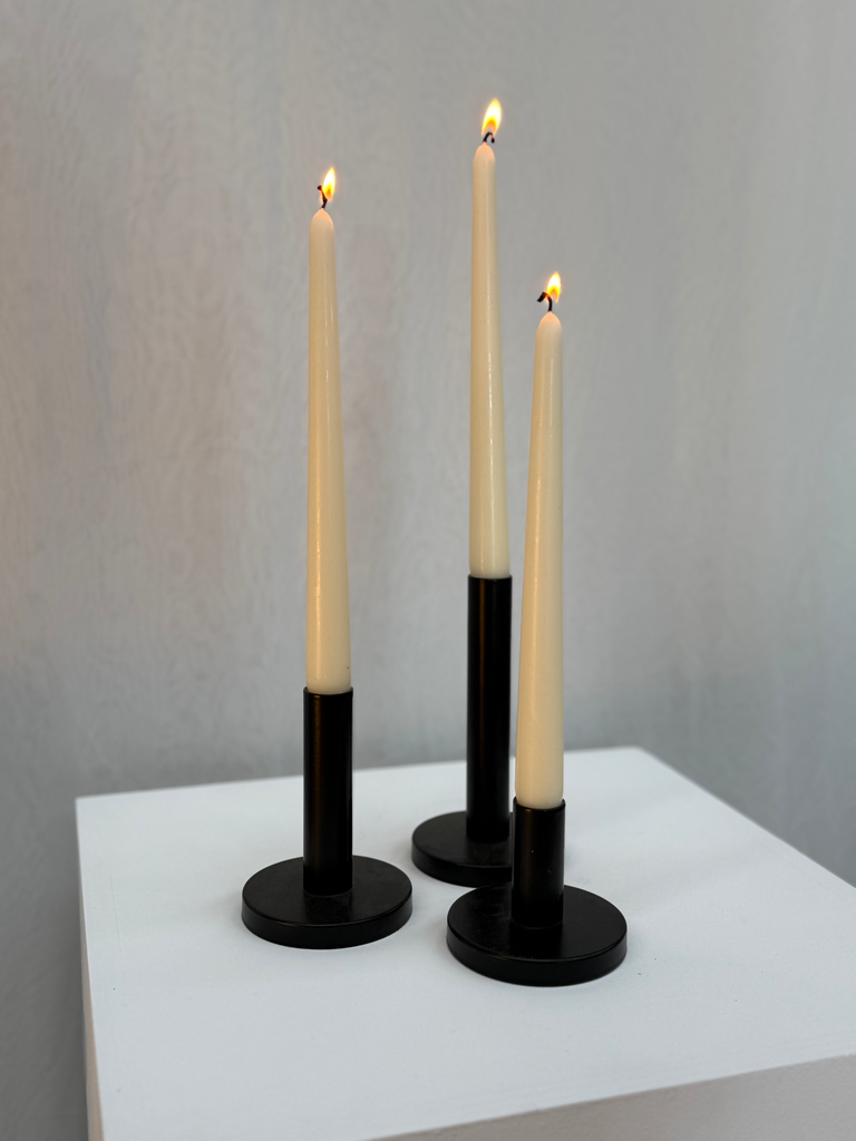 Lot de 3 bougeoirs noirs chandelles 