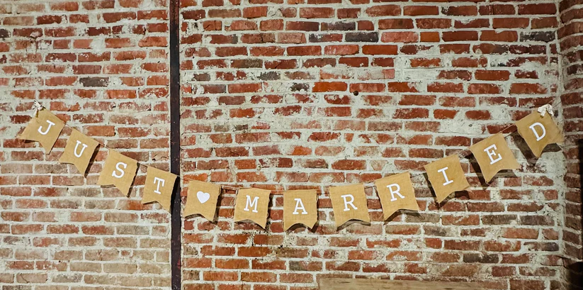 Guirlande jute carré XL « Just married »