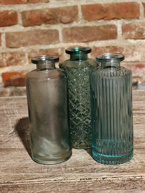 Trio vases soliflores verts