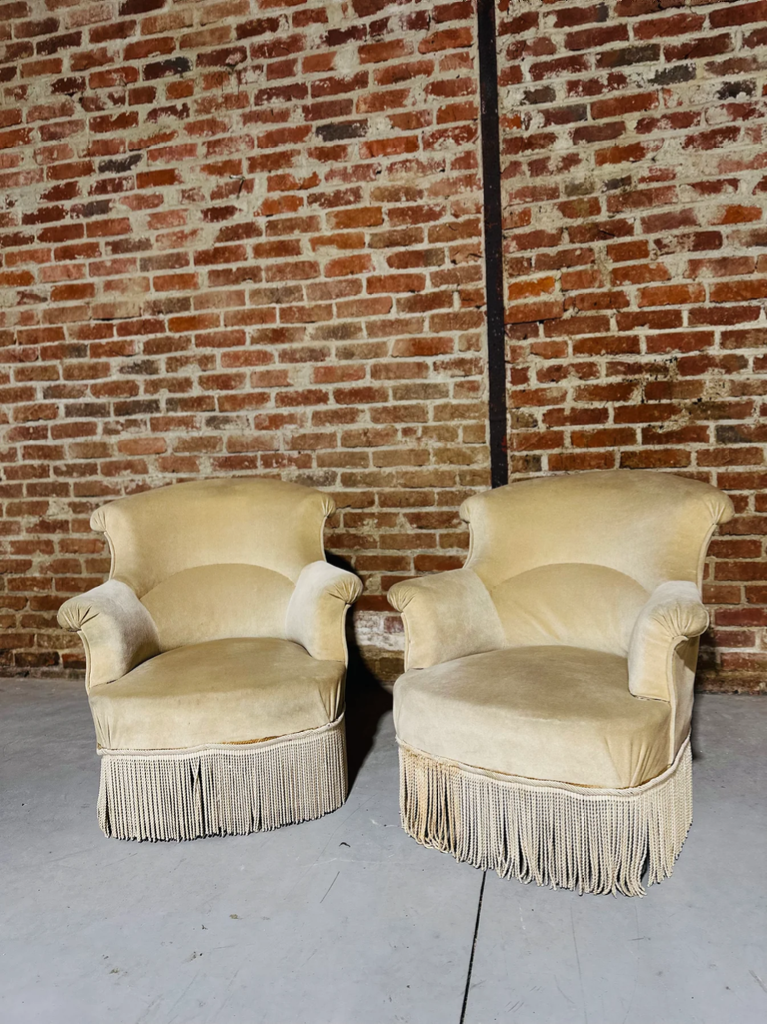 Fauteuil suédine beige 