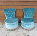 Fauteuil velours bleu