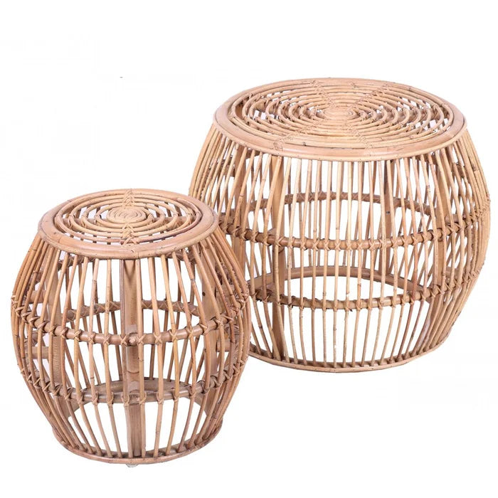 Duo de tables basses en rotin