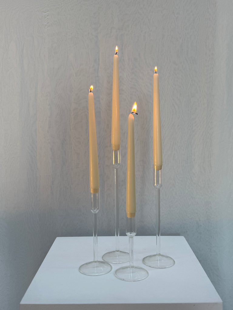 Lot de 4 bougeoirs verre 