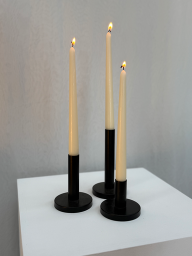Lot de 3 bougeoirs noirs chandelles 