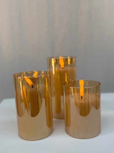 Lot de 3 bougies LED ambrées 