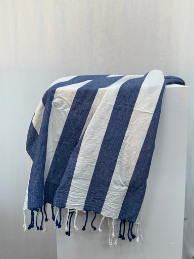 Serviette rayée bleu 