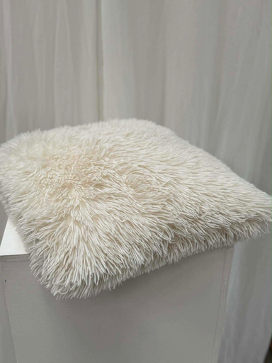 Coussin blanc à franges